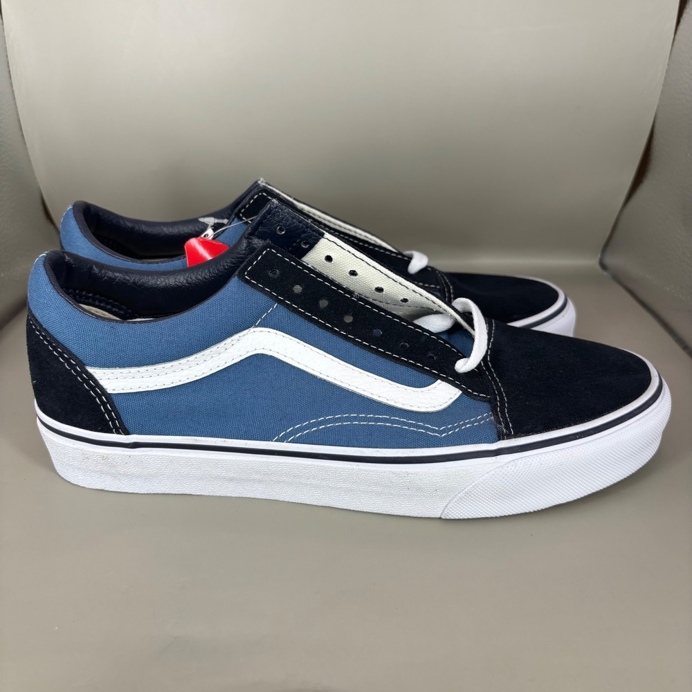 Vans Old Skool Navy Black Suede Canvas Skate Shoes Mens 7 Womens 8.5